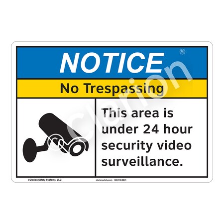 Notice No Trespassing Sign (F1106-)|Weatherable Polyester 14" X 10" Self Adhesive Back|ANSI Signs|Sign for Warehouse, Manufacturing, Plant, Private Property, Government Property